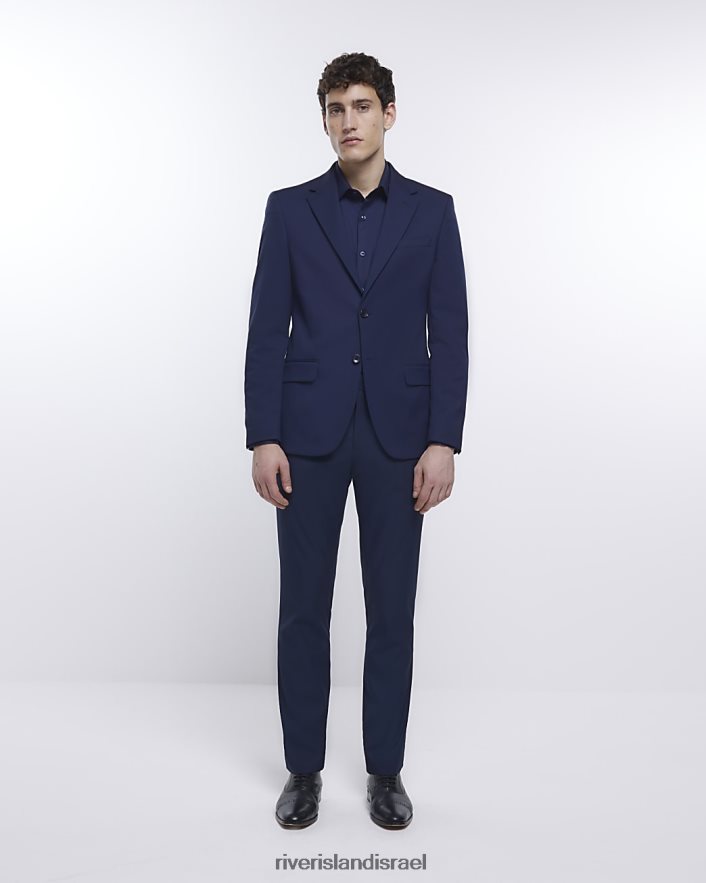 לבוש River Island חולצה עם שרוולים ארוכים בגזרה דקיקה חיל הים גברים BDZ4083054