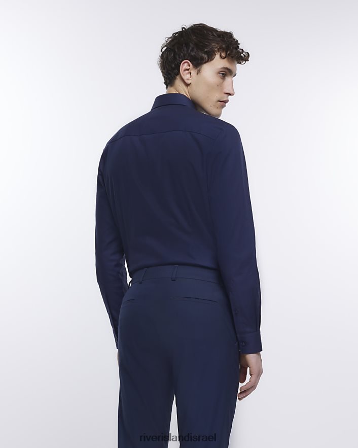 לבוש River Island חולצה עם שרוולים ארוכים בגזרה דקיקה חיל הים גברים BDZ4083054