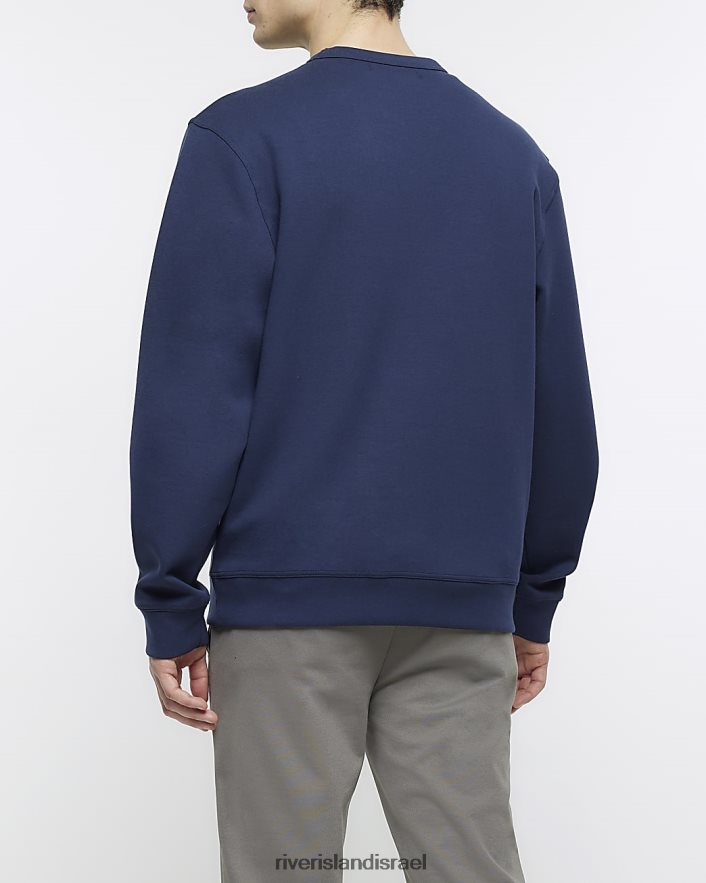 לבוש River Island סווטשירט חכם ניאופרן בכושר רגיל חיל הים גברים BDZ4083059