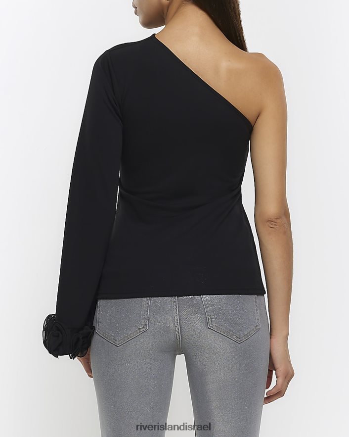 לבוש River Island חלק העליון של כתף אחת שָׁחוֹר נשים BDZ408306