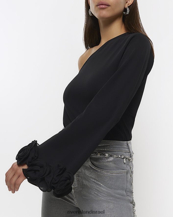 לבוש River Island חלק העליון של כתף אחת שָׁחוֹר נשים BDZ408306
