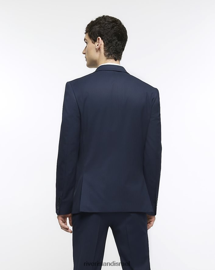 לבוש River Island ז'קט חליפת אדרה בגזרה רזה חיל הים גברים BDZ4083074