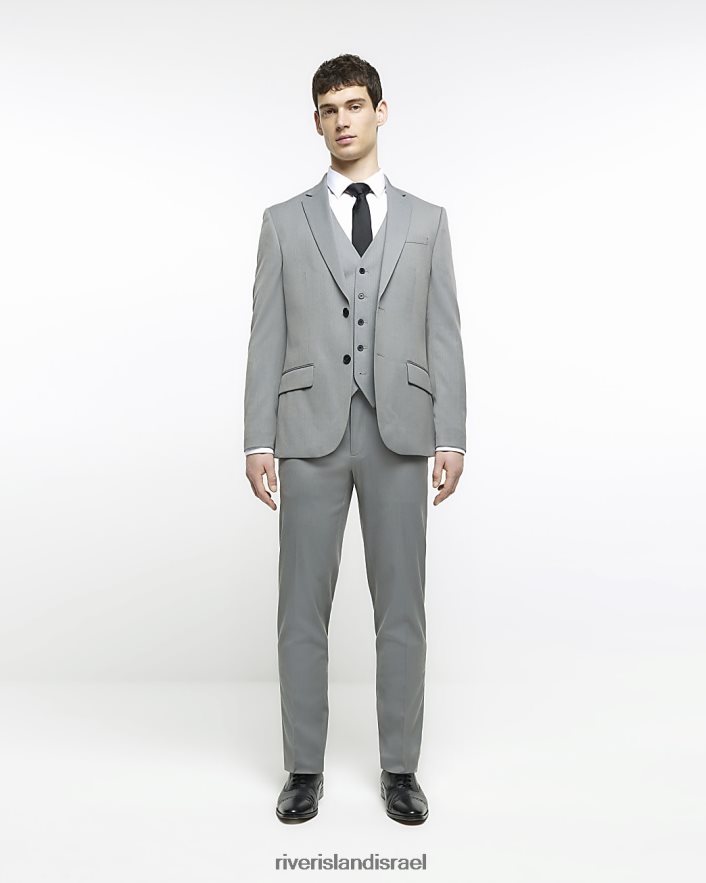 לבוש River Island חזיית אדרה בגזרה רזה אפור גברים BDZ4083080