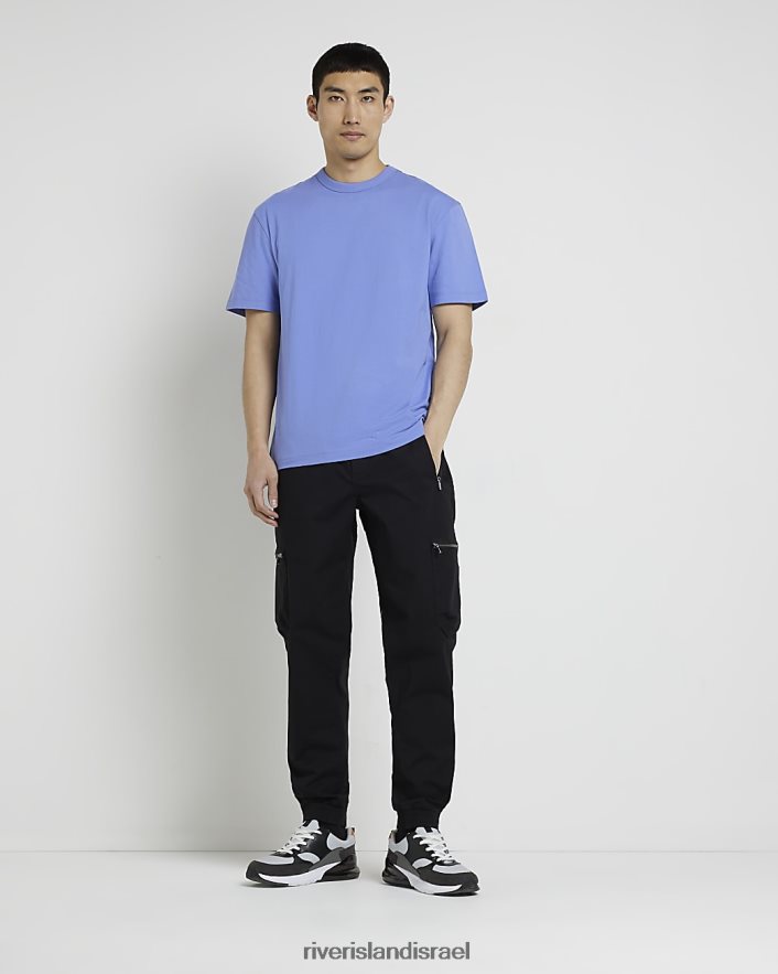 לבוש River Island מכנסי מטען עם רוכסן בגזרה דקיקה שָׁחוֹר גברים BDZ4083088