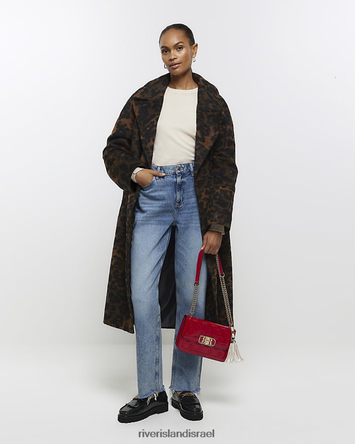 לבוש River Island עליונית סרוגה עם שרוול ארוך קרם נשים BDZ408311