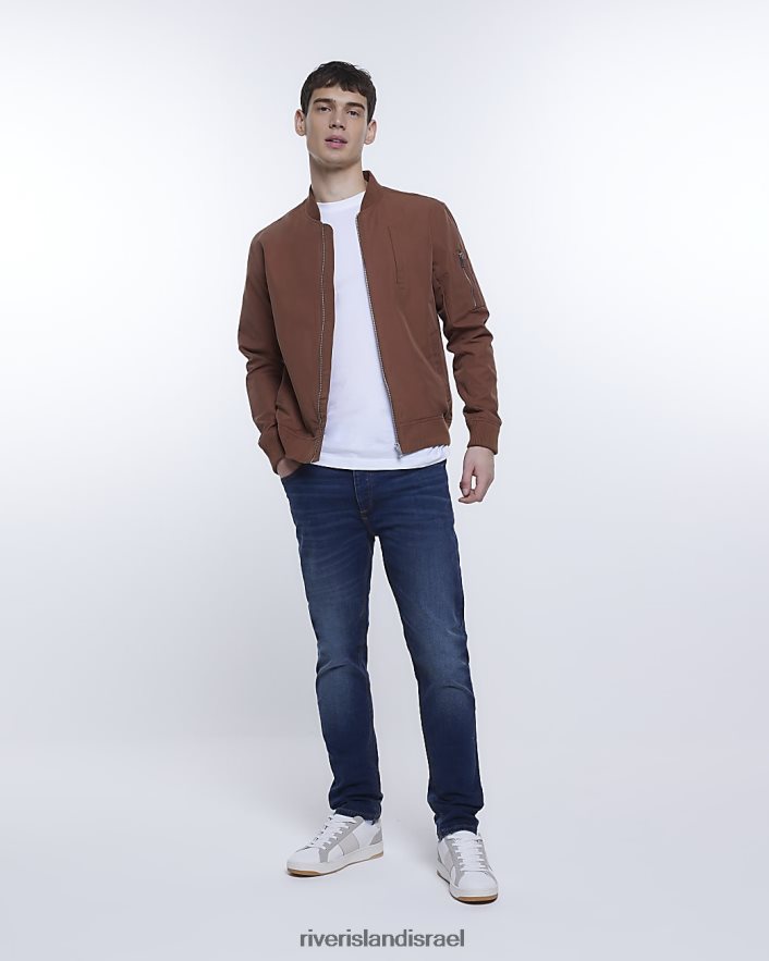 לבוש River Island מעיל בומבר בכושר רגיל חֲלוּדָה גברים BDZ4083122