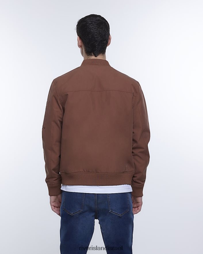 לבוש River Island מעיל בומבר בכושר רגיל חֲלוּדָה גברים BDZ4083122