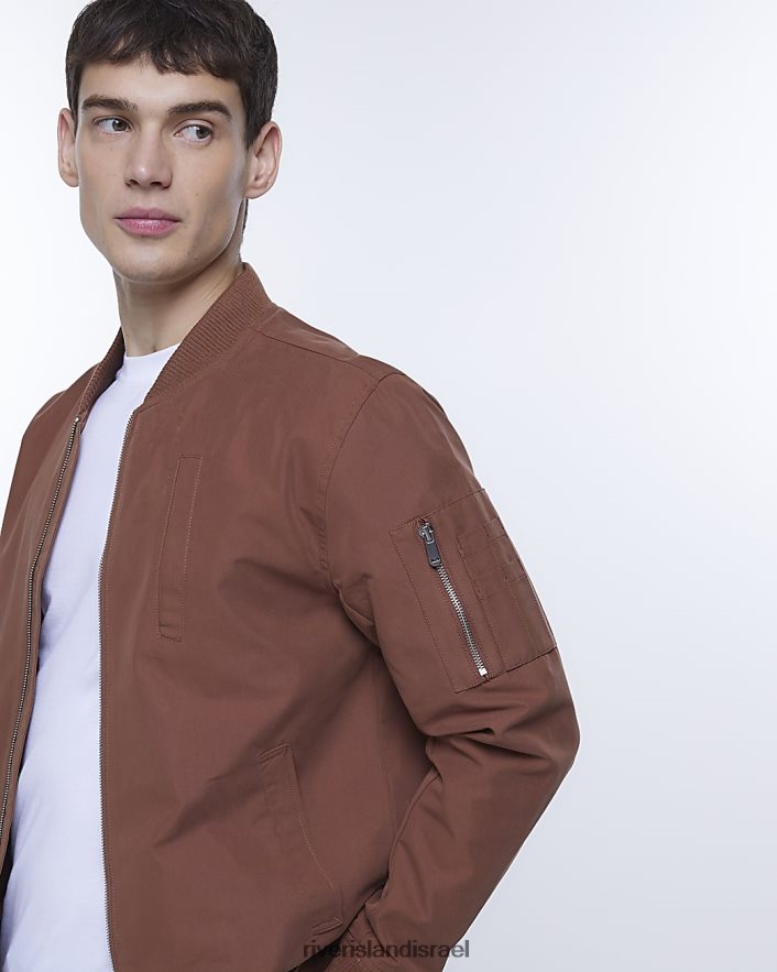 לבוש River Island מעיל בומבר בכושר רגיל חֲלוּדָה גברים BDZ4083122