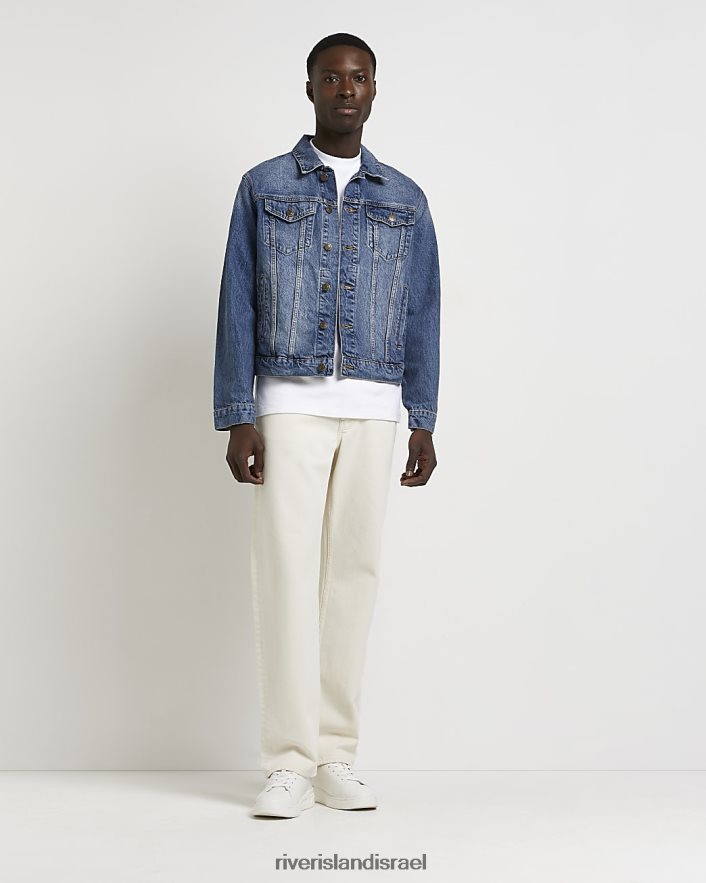 לבוש River Island ז'קט ג'ינס מרובה כיסים בכושר רגיל כְּחוֹל גברים BDZ4083136