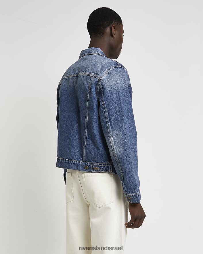 לבוש River Island ז'קט ג'ינס מרובה כיסים בכושר רגיל כְּחוֹל גברים BDZ4083136