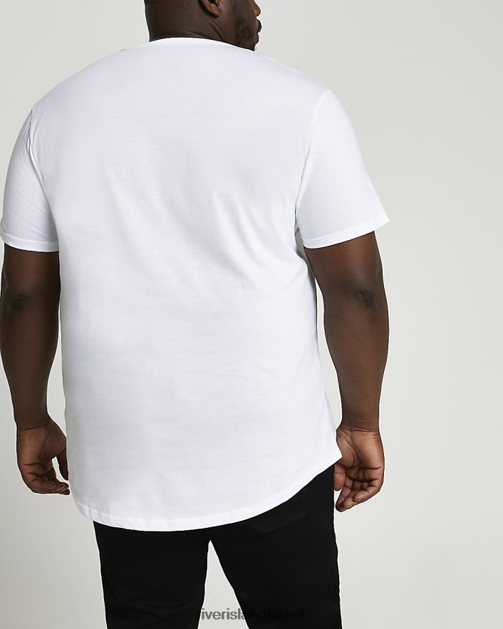 לבוש River Island חולצת טריקו בגזרה מעוקלת גדולה וגבוהה לבן גברים BDZ4083148