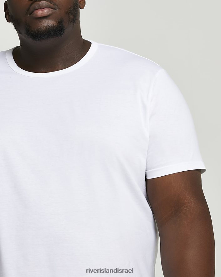 לבוש River Island חולצת טריקו בגזרה מעוקלת גדולה וגבוהה לבן גברים BDZ4083148