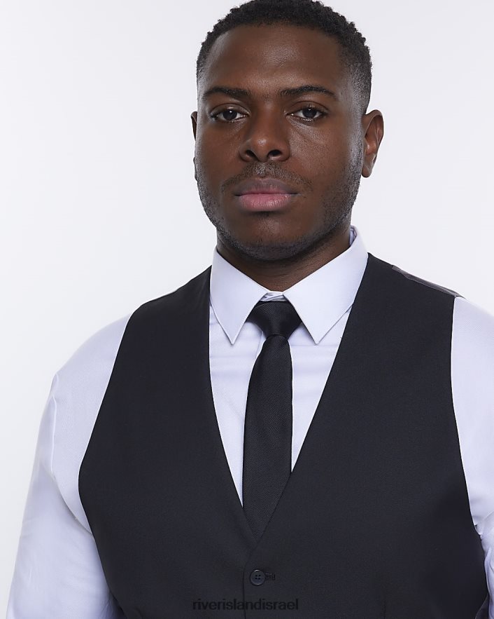 לבוש River Island חזייה גדולה וגבוהה בגזרה דקיקה שָׁחוֹר גברים BDZ4083152