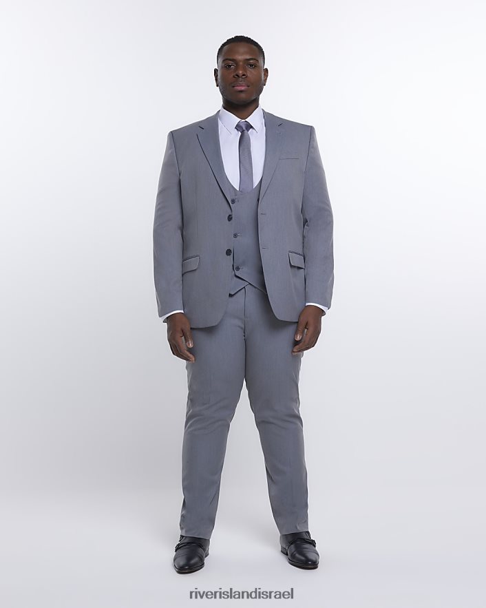 לבוש River Island חזייה גדולה וגבוהה בגזרה רזה אפור גברים BDZ4083159