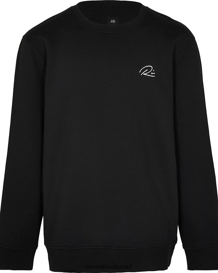 לבוש River Island סווטשירט גדול וגבוה בכושר דק שָׁחוֹר גברים BDZ4083160