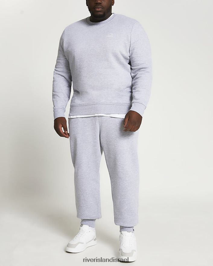 לבוש River Island סווטשירט גדול וגבוה בכושר דק אפור גברים BDZ4083161