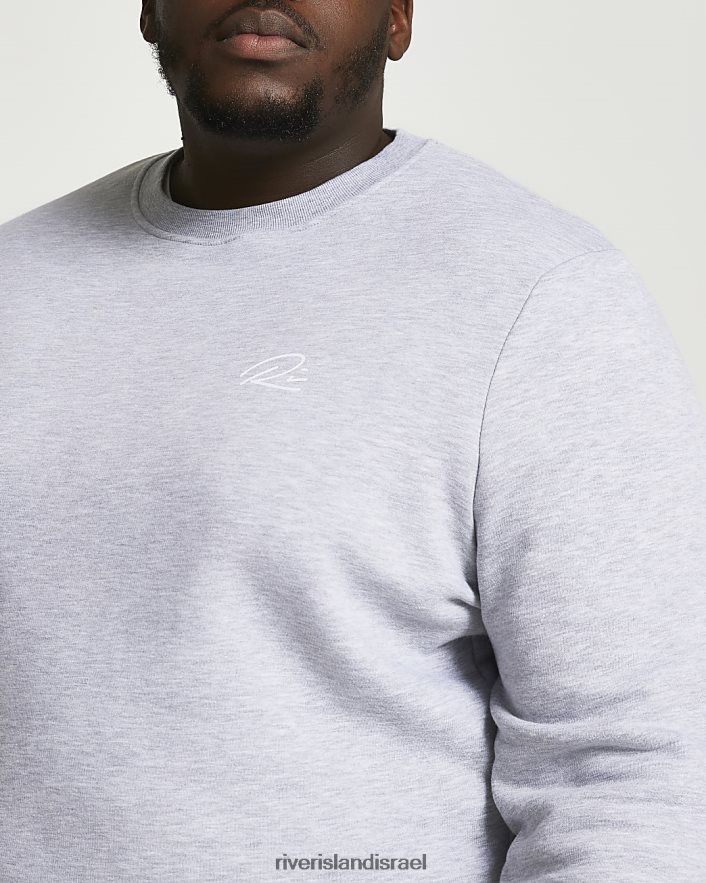 לבוש River Island סווטשירט גדול וגבוה בכושר דק אפור גברים BDZ4083161