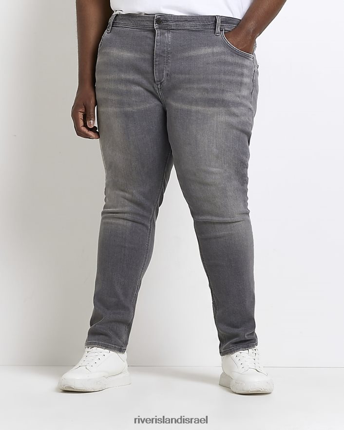 לבוש River Island ג'ינס גדול וגבוה בגזרה סמיכה אפור גברים BDZ4083167