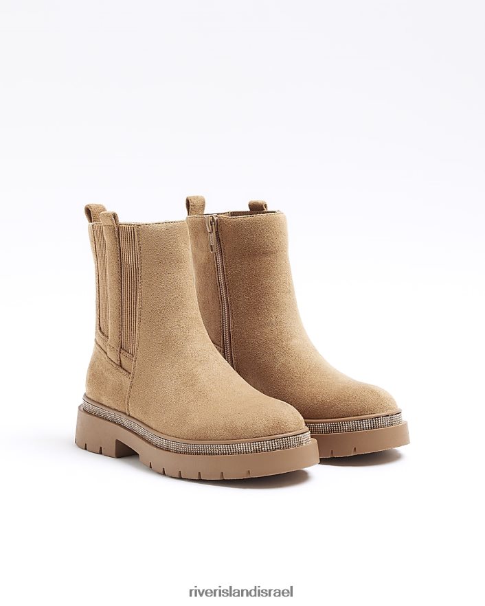 הַנעָלָה River Island מגפי זמש יהלומים חום בנות BDZ4083177