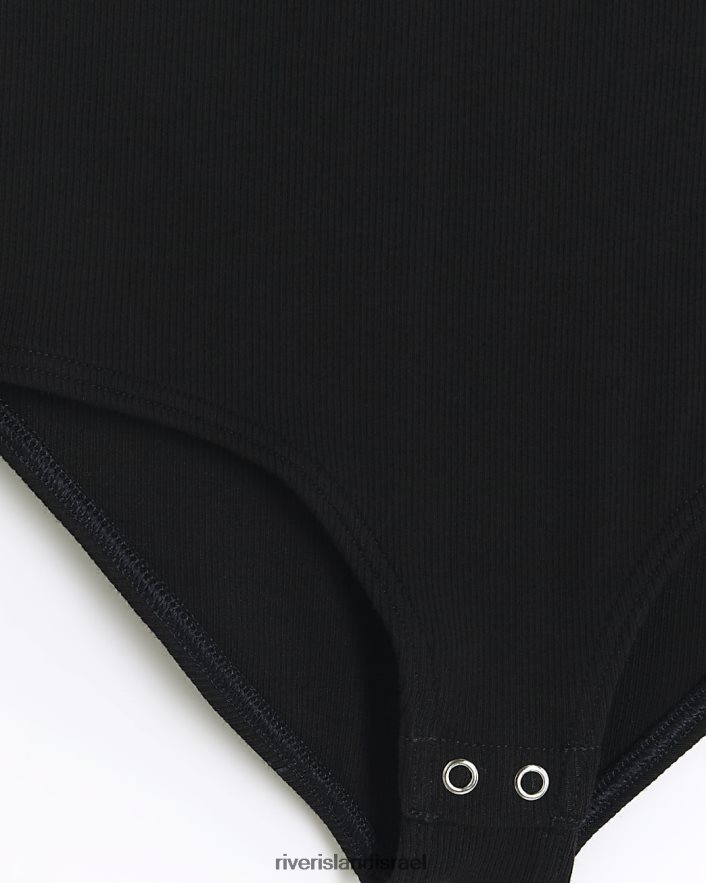 לבוש River Island בגד גוף עם צלעות צלעות שָׁחוֹר בנות BDZ4083182