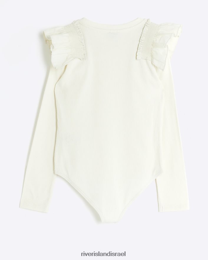 לבוש River Island בגד גוף עם צלעות צלעות קרם בנות BDZ4083183