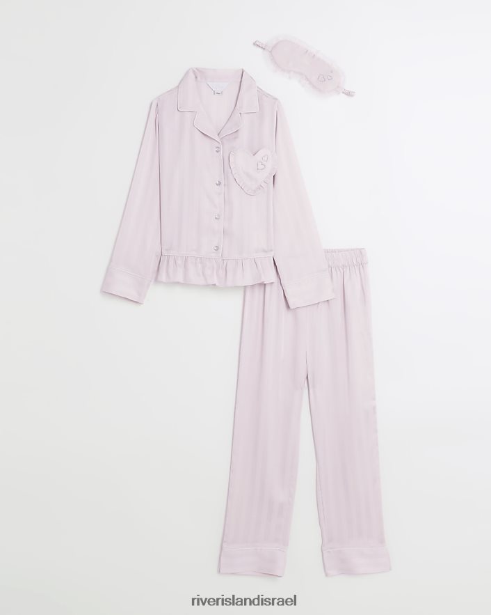 אביזרים River Island ערכת פיג'מות סאטן פסים עם פסים וָרוֹד בנות BDZ4083189