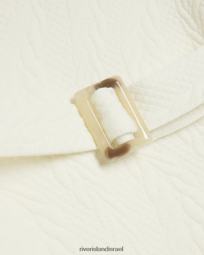 לבוש River Island שמלת סווטשירט עם חגורת ג'קארד קרם בנות BDZ4083194