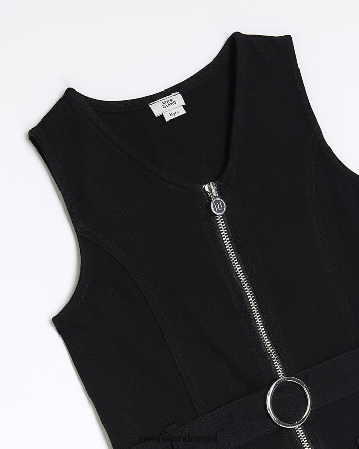 לבוש River Island שמלת שירות עם רוכסן שָׁחוֹר בנות BDZ4083199