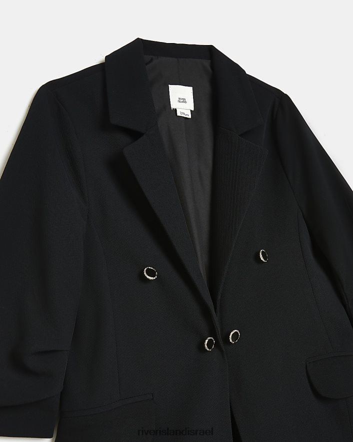 לבוש River Island בלייזר עם שרוולים מרופטים שָׁחוֹר בנות BDZ4083215