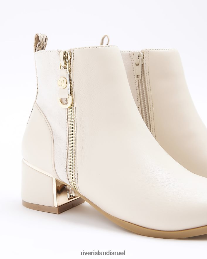 הַנעָלָה River Island מגפיים עם רוכסן צד קרם בנות BDZ4083226