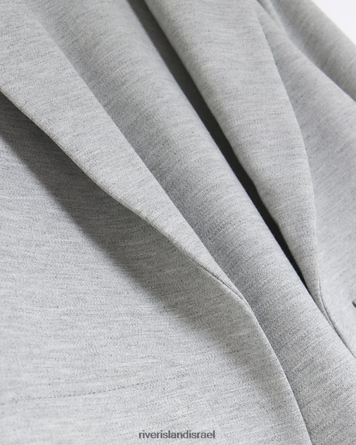 לבוש River Island בלייזר ג'רסי רך עם שרוולים מגולגלים אפור בנות BDZ4083232