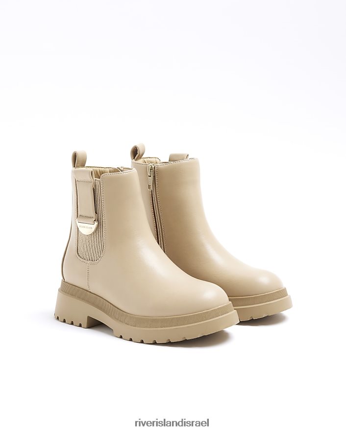 הַנעָלָה River Island מגפי צ'לסי בהתאמה רחבה בז' בנות BDZ4083240