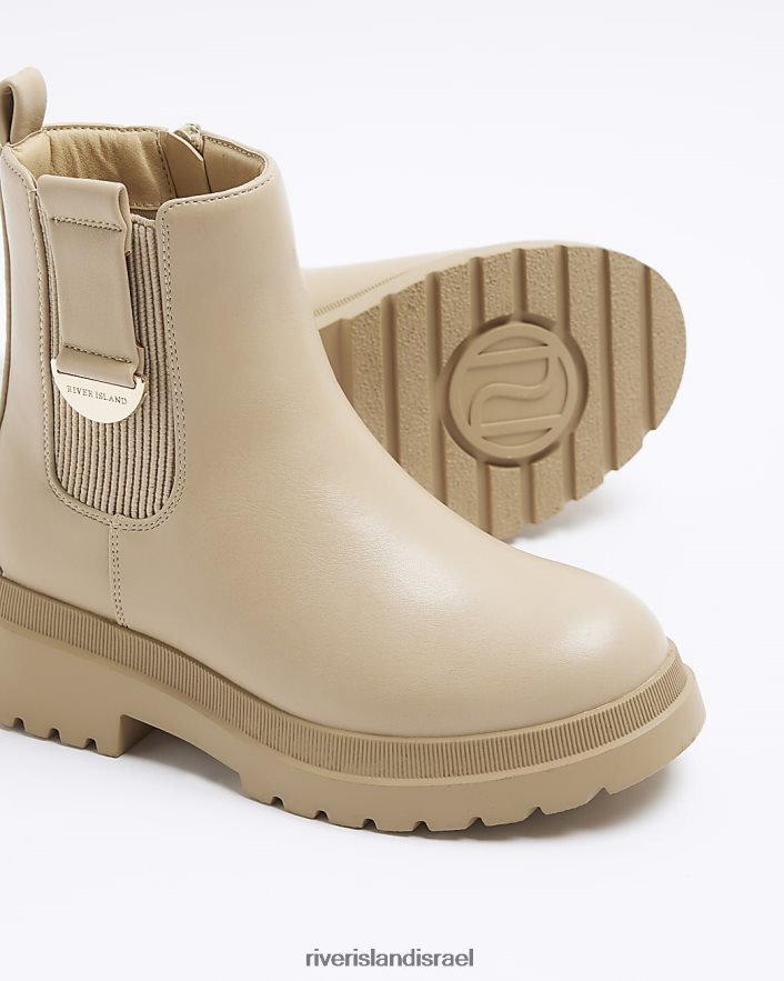 הַנעָלָה River Island מגפי צ'לסי בהתאמה רחבה בז' בנות BDZ4083240