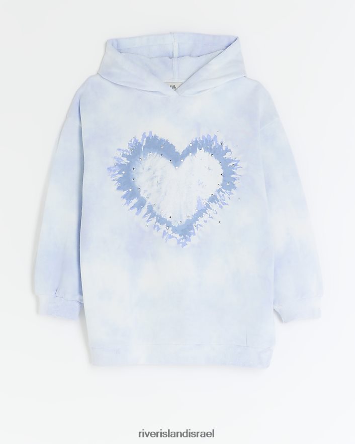 לבוש River Island ג קפוצ'ון לב צבע עניבה כְּחוֹל בנות BDZ4083242