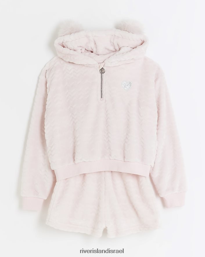 לבוש River Island סט קפוצ'ון ומכנסיים קצרים נעימים וָרוֹד בנות BDZ4083267