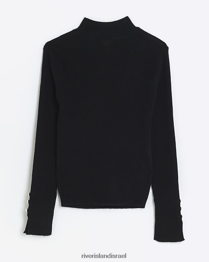 לבוש River Island מגשר עם צווארון גבוה צלעות שָׁחוֹר בנות BDZ4083268
