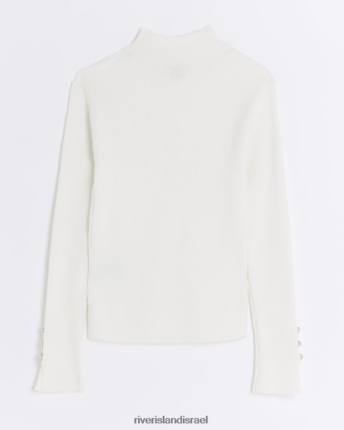לבוש River Island מגשר עם צווארון גבוה צלעות קרם בנות BDZ4083269