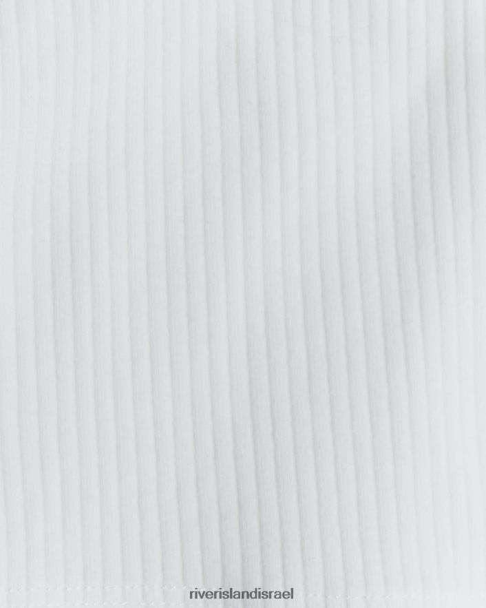 לבוש River Island טופ ברדו מצולע לבן בנות BDZ4083274