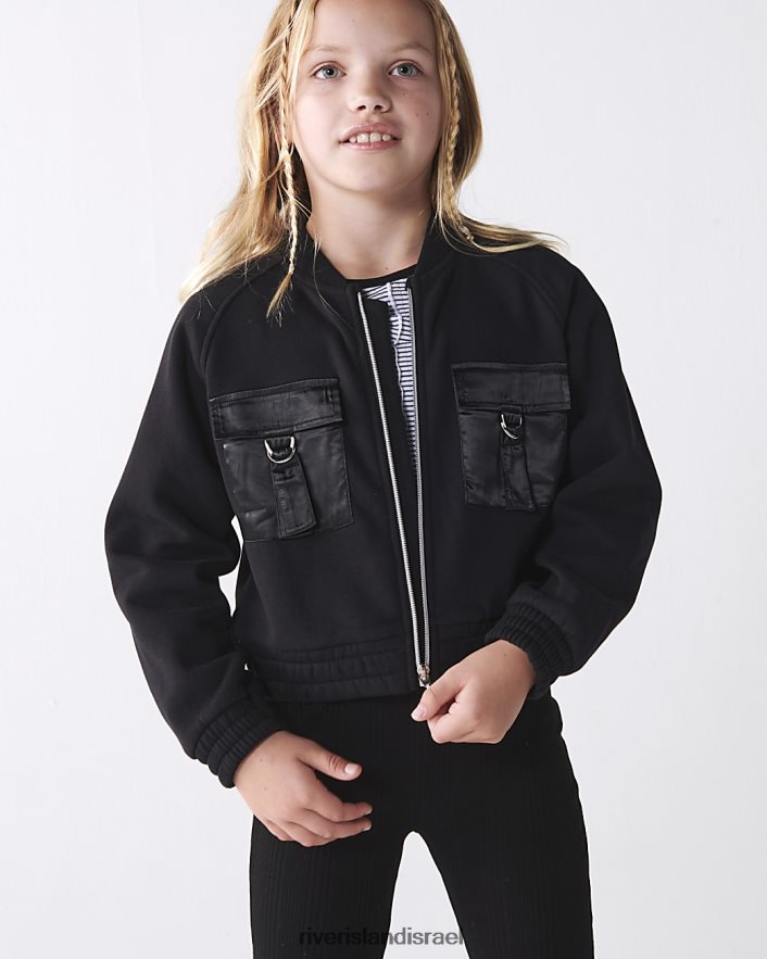 לבוש River Island ז'קט מטען מטען שָׁחוֹר בנות BDZ4083277