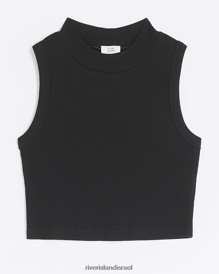לבוש River Island גופייה מצולעת שָׁחוֹר בנות BDZ4083287