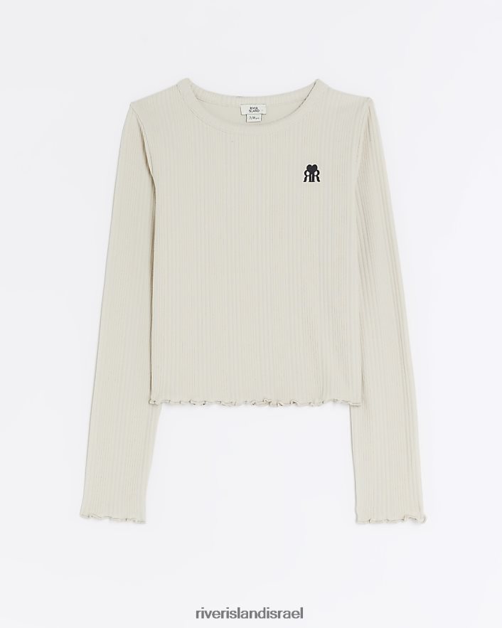 לבוש River Island גב שולי חסה עם שרוול ארוך אֶבֶן בנות BDZ4083309