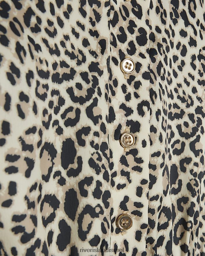 לבוש River Island שמלת חולצה בהדפס בעלי חיים בז' בנות BDZ4083338