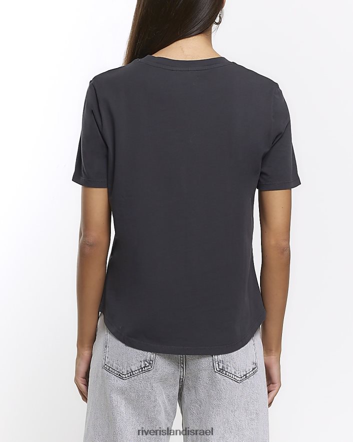 לבוש River Island חולצה גרפית אפור נשים BDZ408333