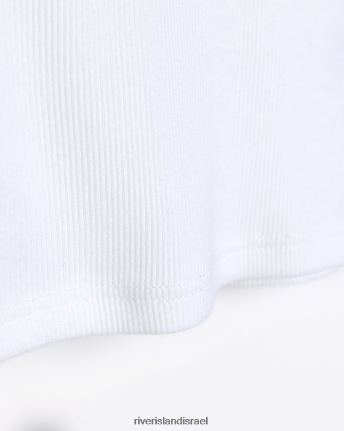 לבוש River Island טופ פופלין עם שרוולים ארוכים לבן בנות BDZ4083345