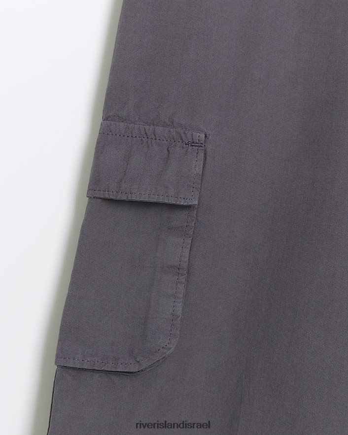 לבוש River Island מכנסי מטען רחבים עם שרשרת אפור בנות BDZ4083367