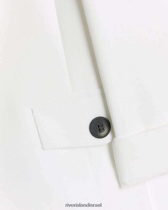 לבוש River Island בלייזר עם שרוולים מגולגלים לבן בנות BDZ4083369