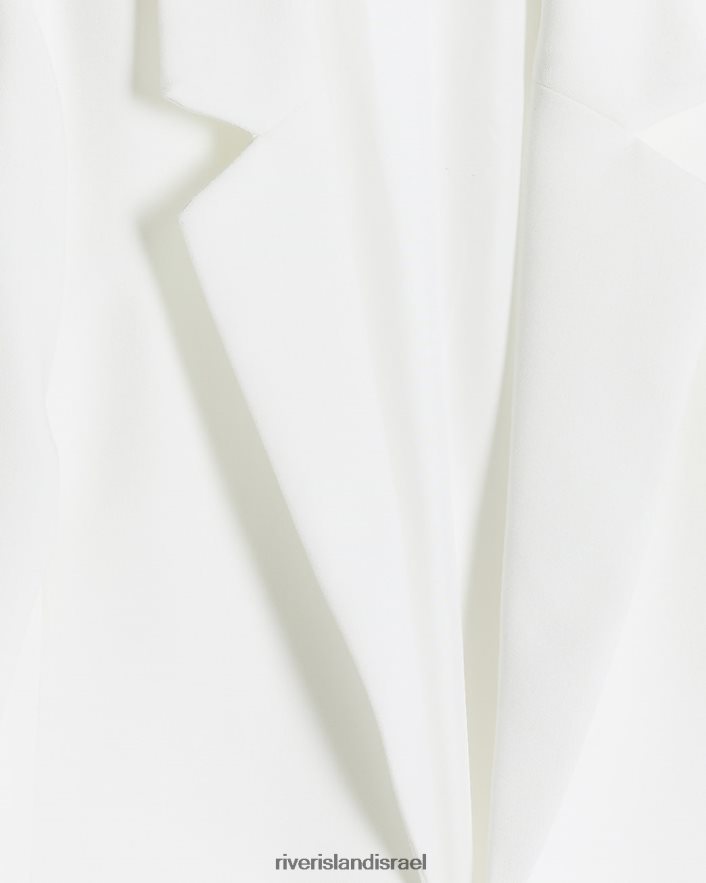 לבוש River Island בלייזר עם שרוולים מגולגלים לבן בנות BDZ4083369