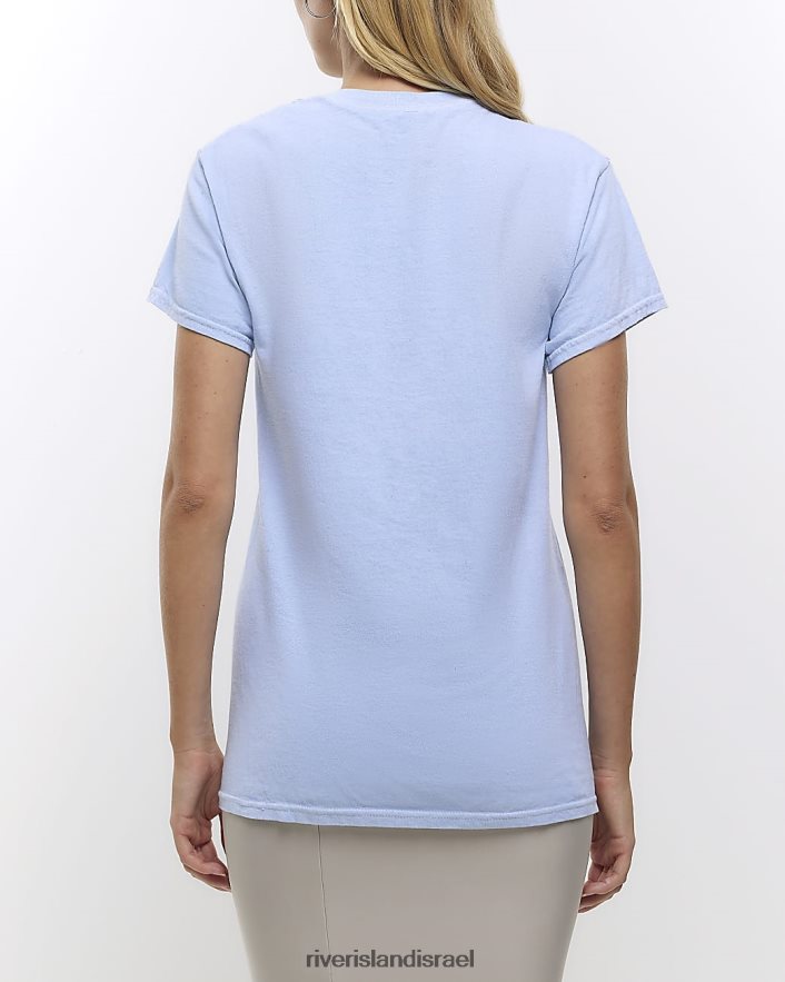 לבוש River Island חולצה גרפית כְּחוֹל נשים BDZ408336