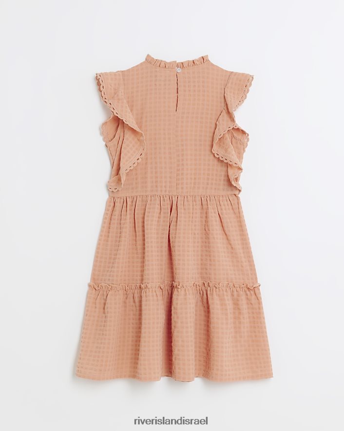 לבוש River Island שמלת סקייטר עם מרקם בדוק וָרוֹד בנות BDZ4083388