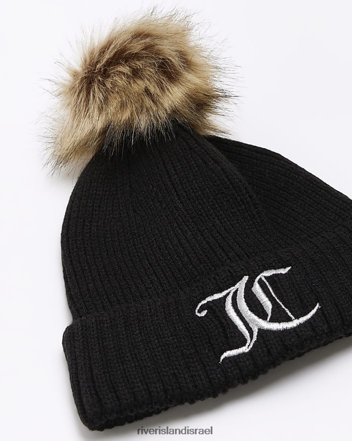 אביזרים River Island כובע פום פום עסיסי קוטור שָׁחוֹר בנות BDZ4083423